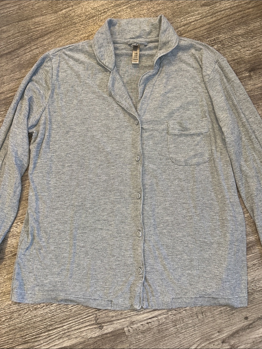 SKIMS Ribbed Modal Pajama Button Front Sleep Top Gray Large - Picture 2 of 9